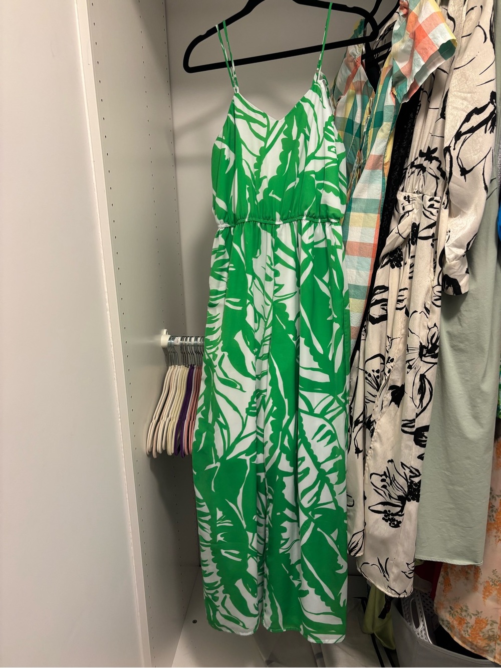 Lilly Pulitzer Green and White Tropical Print Jumpsuit